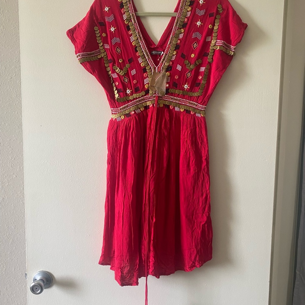 EARTHBOUND Red Dress with Gold Details size medium